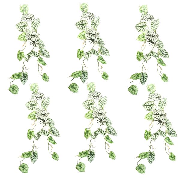 Leaf Design 6 x 120cm Artificial Hanging Trailing Plant Alocasia Dragon Scale (Light)