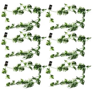 Leaf Design 6 x 180cm Artificial Hanging Trailing Variegated Monstera Plant