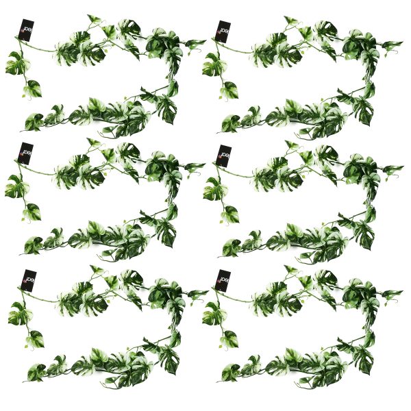 Leaf Design 6 x 180cm Artificial Hanging Trailing Variegated Monstera Plant