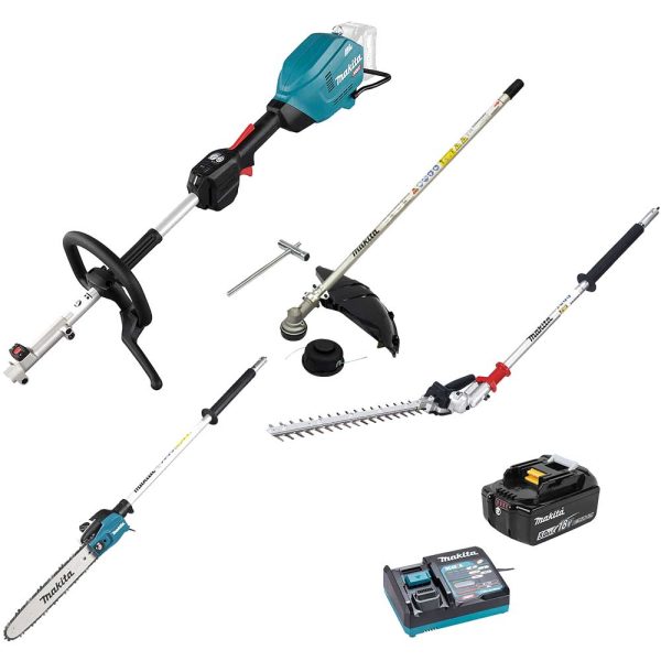 Makita DUX18 18v LXT Cordless Brushless Split Shaft Garden Multi Tool Set 1 x 5ah Li-ion Battery Charger