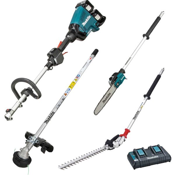 Makita DUX60 Twin 18v LXT Cordless Brushless Split Shaft Garden Multi Tool Set 2 x 6ah Li-ion Battery Charger