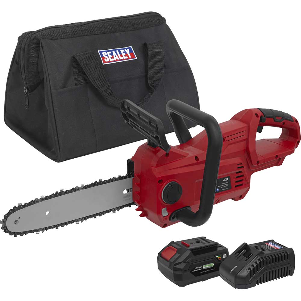 Sealey CP20VCHS 20v Cordless Chainsaw 250mm 1 x 4ah Li-ion Battery Charger Bag