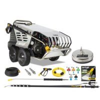 V-TUF V-TUF RAPIDVSC240V-KIT3 100Bar, 12L/min Hot Water Stainless Industrial Mobile Pressure Washer with Stone Restoration & 10m Roof Cleaning Bundle (230V)