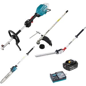 Makita DUX18 18v LXT Cordless Brushless Split Shaft Garden Multi Tool Set 1 x 5ah Li-ion Battery Charger