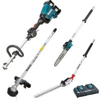 Makita DUX60 Twin 18v LXT Cordless Brushless Split Shaft Garden Multi Tool Set 2 x 6ah Li-ion Battery Charger