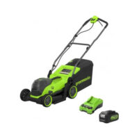Greenworks MO24L411 24v Cordless Brushless Rotary Lawnmower 330mm 1 x 4ah Li-ion Battery Charger