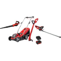 Einhell GE-CM 18v Cordless Rotary Lawnmower, Blower, Grass and Hedge Trimmer Kit