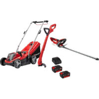 Einhell GE-CM 18v Cordless Rotary Lawnmower, Grass and Hedge Trimmer Kit
