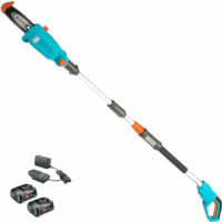 Gardena TCS 20/18 P4A 18v Cordless Telescopic Tree Pruner 200mm 2 x 2ah Li-ion Battery Charger
