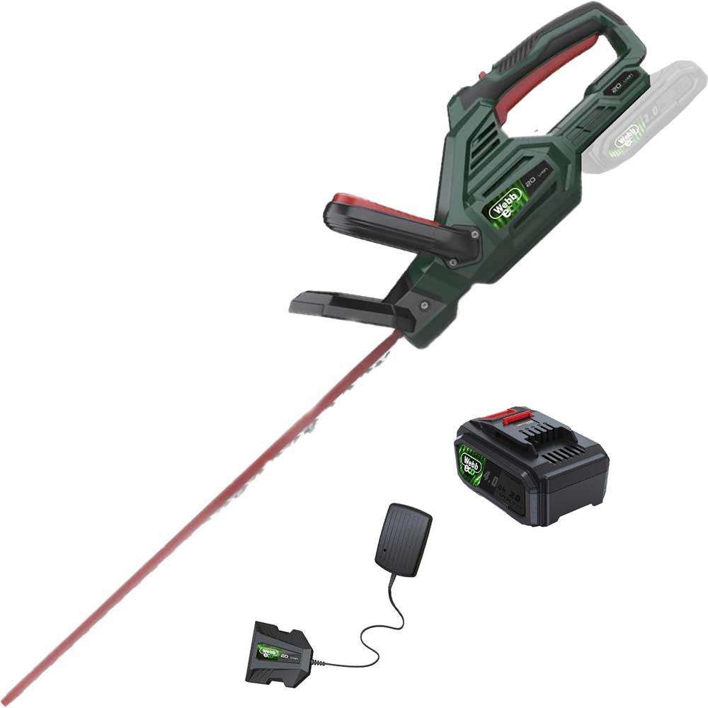 Webb Eco WEV20HT 20v Cordless Hedge Trimmer 500mm 1 x 4ah Li-ion Battery Charger
