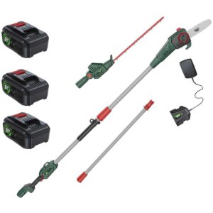 Webb Eco WEV20PSHT 20v Cordless Long Reach Hedge Trimmer 500mm and Pruner Attachment 3 x 4ah Li-ion Battery Charger